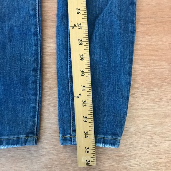 Judy Blue Skinny Fit Jeans Women 3/26 Blue Distressed Mid Rise Dark Wash Preppy - Picture 7 of 13